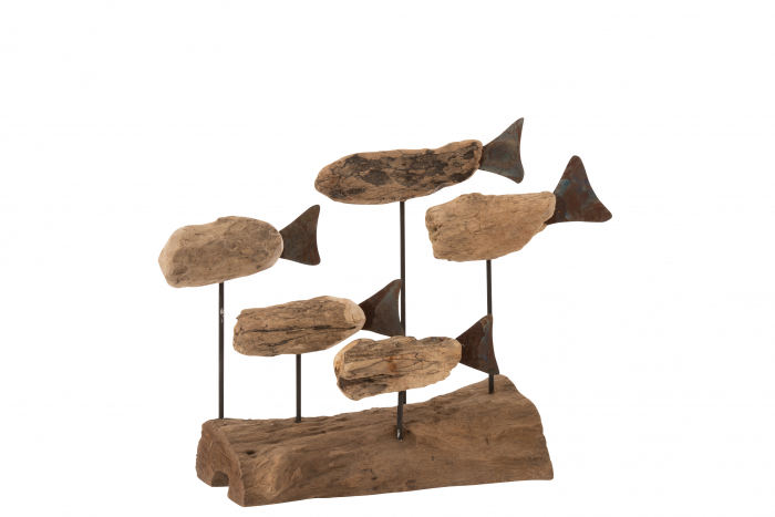 Decoratiune Peste, Lemn, Natural, 25x10x22 cm [2]
