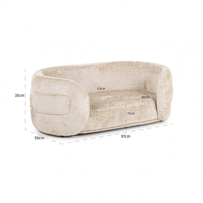 Pat pentru animale de companie Bingo (chenille de lut Bergen 902), Dims: 35.0 x 97.0 x 56.0 cm [5]