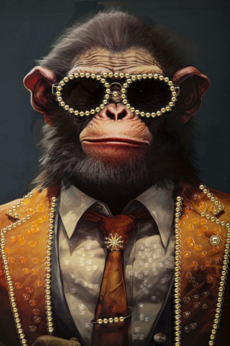Pictură lăcuită pe pânză, MONKY ramă inclusă 52,5x2,8x72,5 cm [2]