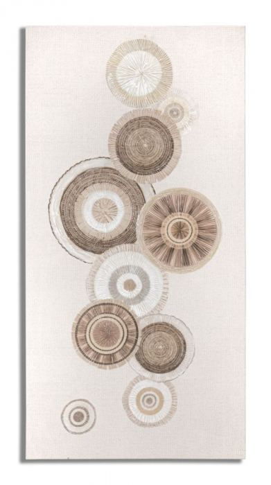 Tablou CIRCLY WITH APPLICATION -B-, Maro, Lemn Canvas, 100x50x3.2 cm -B-