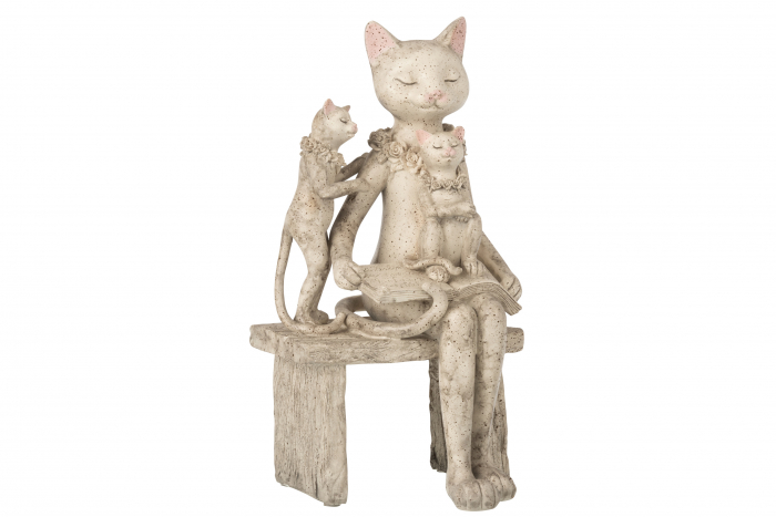 Decoratiune Cat, Compozit, Bej, 18x18x35 cm
