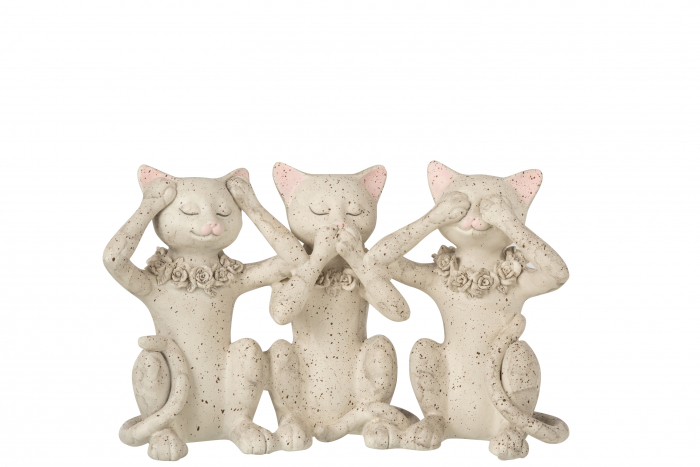 Decoratiune Cats, Compozit, Bej, 24x10x14 cm