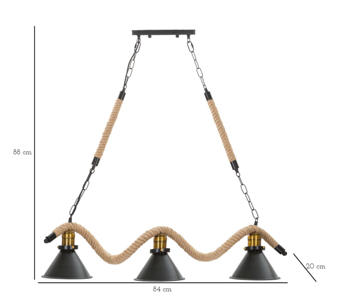 Plafoniera Cupa/Franghie 3 Lumini, Cm 84X20X88 [7]