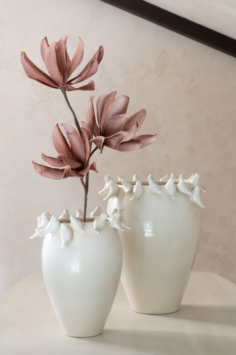 Planta artificiala, Material sintetic, Roz, 30x30x91 [3]