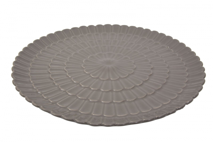 Platou decorativ Flower, portelan, gri, 33X2.5  cm [2]
