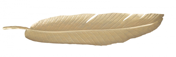 Platou decorativ Leaf glam, fier, auriu, 18X2X55  cm [2]