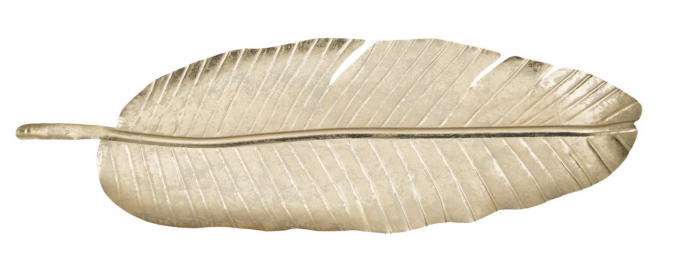 Platou decorativ Leaf glam, fier, auriu, 18X2X55  cm [6]