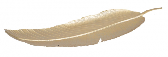 Platou decorativ Leaf glam, fier, auriu, 18X2X55  cm [3]