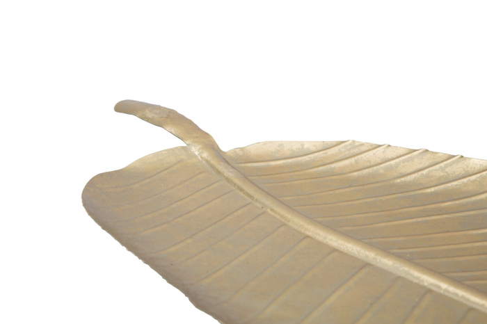 Platou decorativ Leaf glam, fier, auriu, 18X2X55  cm [5]