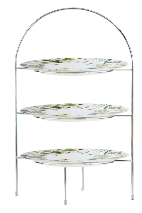 Platou etajat, "Wild Flowers", Design floral, Motiv fluture, Model floral, Portelan, verde, alb, L. 31.5 cm, l. 34 cm, H. 46 cm [2]