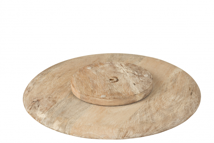 Platou rotund Mango, Lemn, Alb, 56x56x5.5 cm [2]