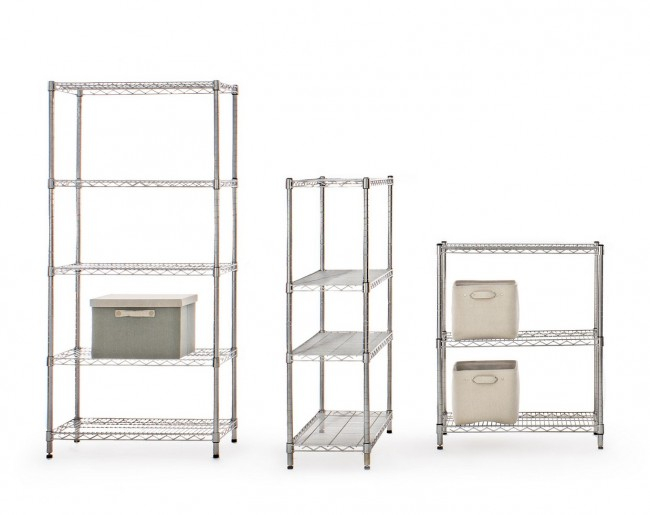 Polita cu 5 rafturi Krome Lux, Metal, Gri deschis, 75x35x160 cm [3]