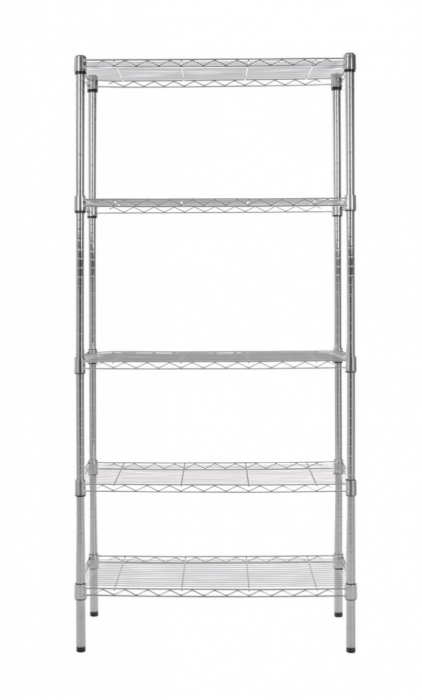 Polita cu 5 rafturi Krome Lux, Metal, Gri deschis, 75x35x160 cm [2]