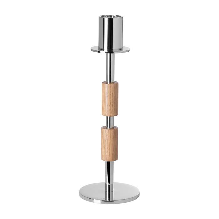PORTERO, Candelabru, Stejar, lucios, maro, argintiu, H 28 cm, D 9 cm [6]