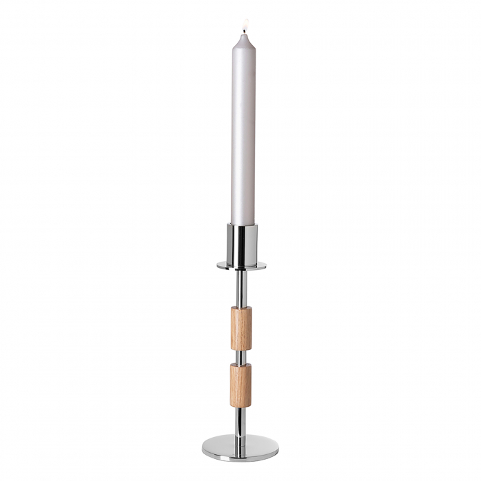 PORTERO, Candelabru, Stejar, lucios, maro, argintiu, H 28 cm, D 9 cm [1]