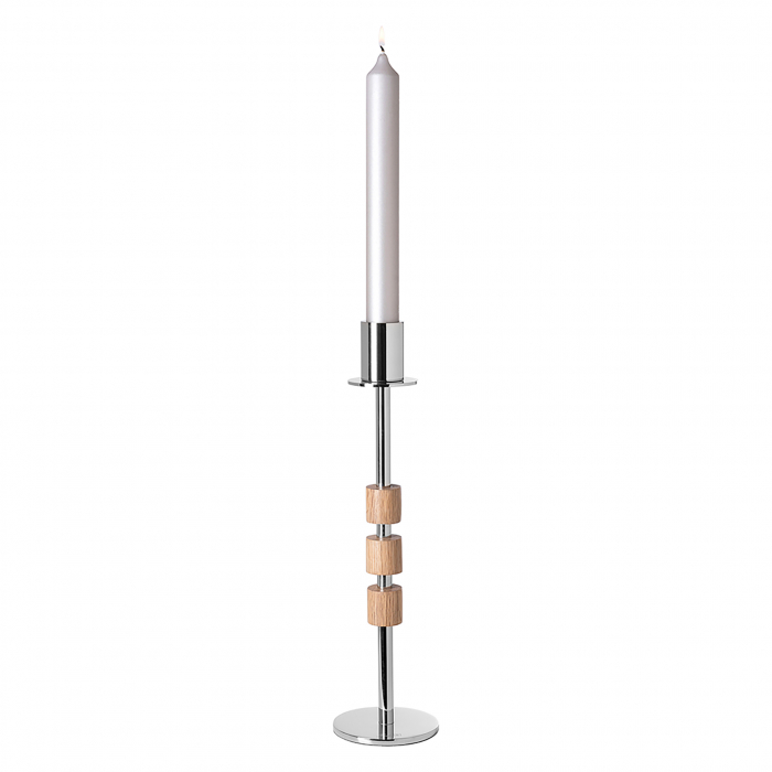 PORTERO, Candelabru, Stejar, lucios, maro, argintiu, H 36 cm, D 9 cm [1]