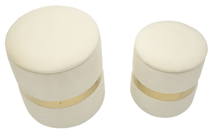 Puf crem Sheffield, 2 buc. cm ø 37x42-28x35 [2]