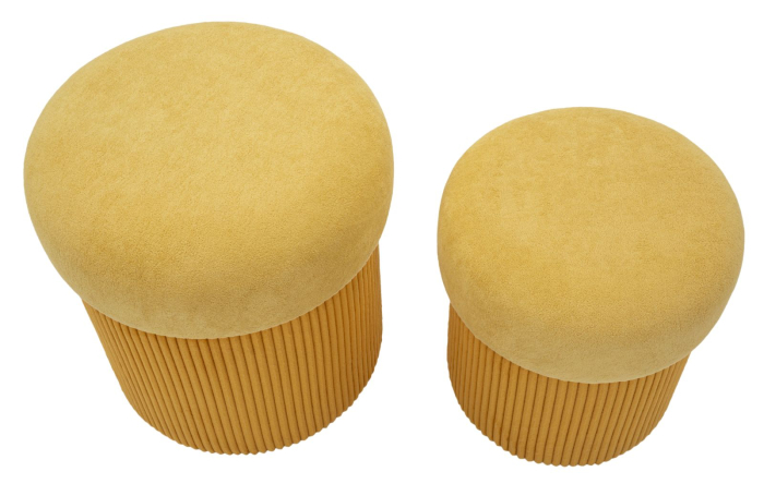 Puf cu spatiu depozitare Aspen mustar set 2 buc cm ø 42x44-35x37 [2]