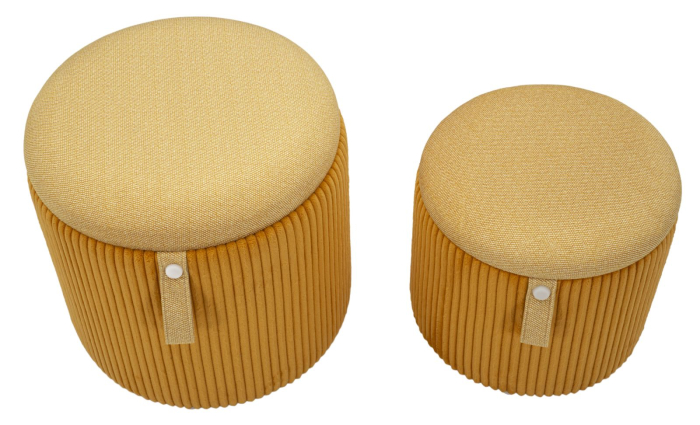Puf cu spatiu depozitare Bolzano mustar set de 2 buc cm ø 38x38-32x28 [2]