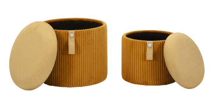 Puf cu spatiu depozitare Bolzano mustar set de 2 buc cm ø 38x38-32x28 [6]