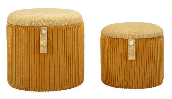 Puf cu spatiu depozitare Bolzano mustar set de 2 buc cm ø 38x38-32x28 [1]