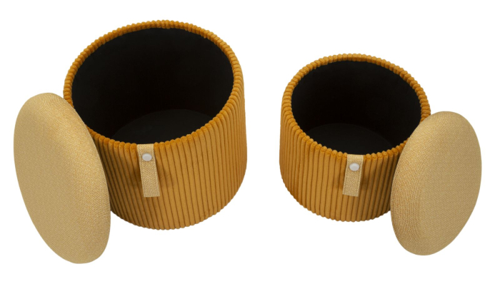 Puf cu spatiu depozitare Bolzano mustar set de 2 buc cm ø 38x38-32x28 [7]