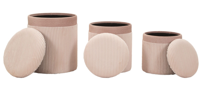 Puf cu spatiu depozitare, roz, set de 3 piese, cm ø 40,5x49,5-35x42-31x38 [4]