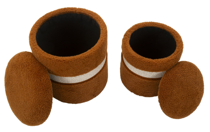 Puf cu spatiu depozitare Saint-Moritz maro set 2 buc cm ø 40x47-32x38 [4]