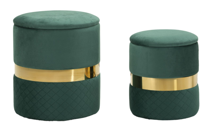 Puf Sheffield, verde, 2 buc. cm ø 37x42-28x35 [1]