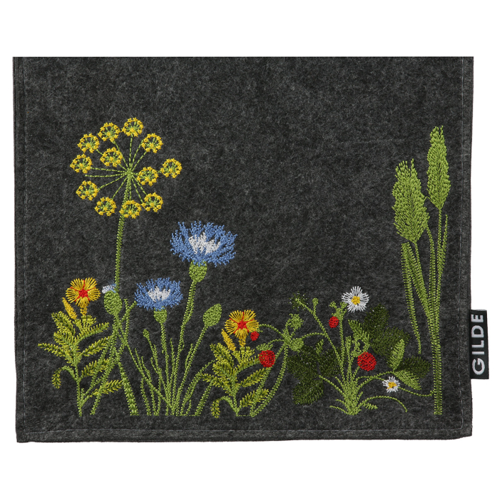 Punga cadou, "Wild Flowers", Motiv floral, Fetru, gri inchis, L. 8 cm, l. 20 cm, H. 30 cm [2]