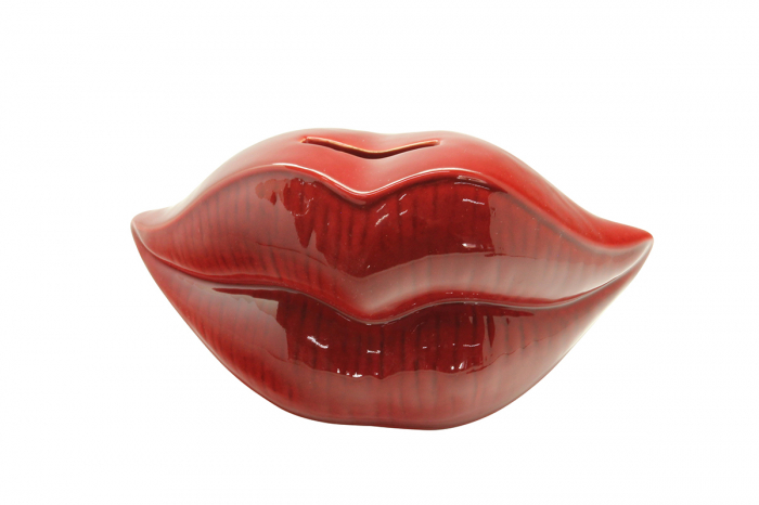 Pusculita The kiss, ceramica, rosu, 20x11x10 cm