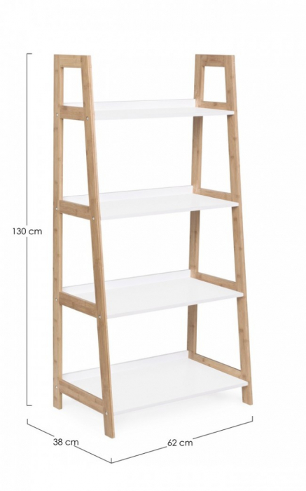 Biblioteca Brooklyn, Lemn, Alb/Maro, 62x38x130 cm [2]
