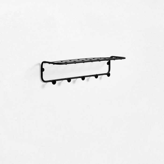 Raft de perete cu cuier IJI, Metal, Negru, 55×14.5×12.5 cm lotusland.ro imagine noua elgreco.ro
