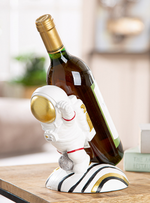 Raft pentru vinuri, Astronaut, Voyager, Polirășină, auriu, alb, PU 2, L. 13,5 cm, L. 18 cm, H. 17 cm [4]