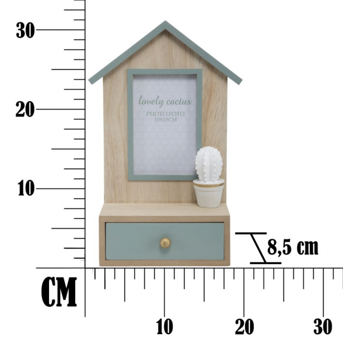 Rama foto cu sertar Cactus, MDF/Sticla, gri,  20,5X8.5X31  cm [8]