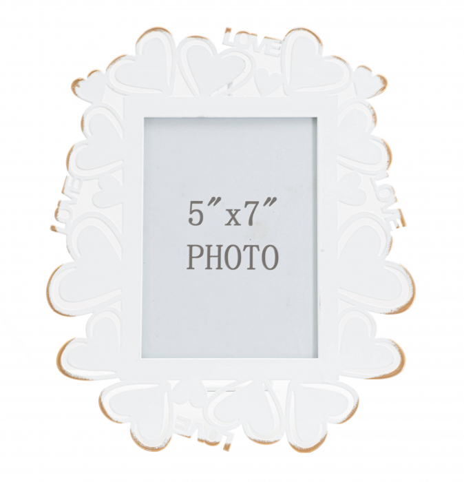 Rama foto, Fier/Sticla, Alb/Auriu, 27,7x25x14,5 cm [5]