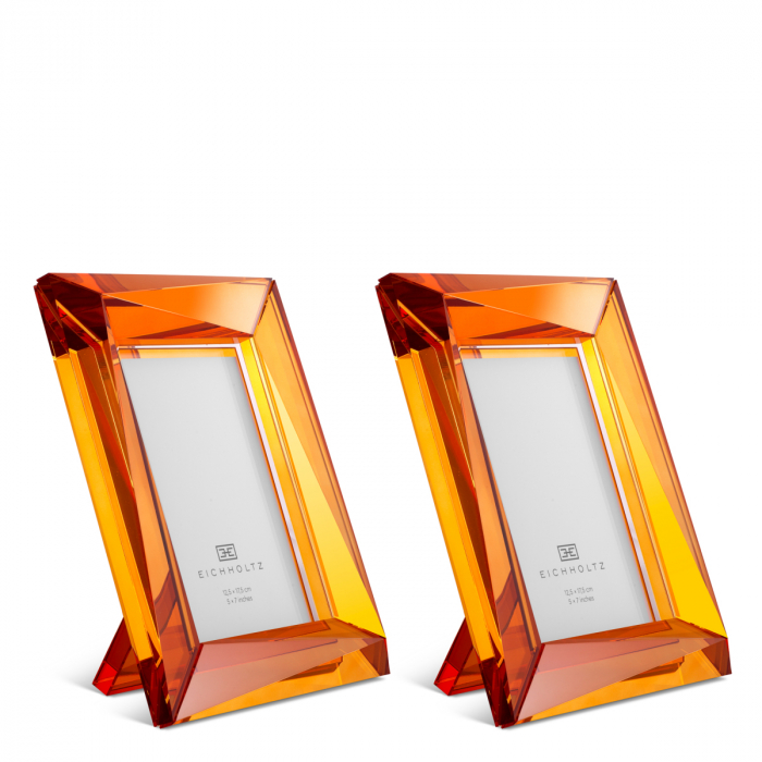 Ramă foto, Obliquity L set de 2, sticlă cristal portocalie  [1]