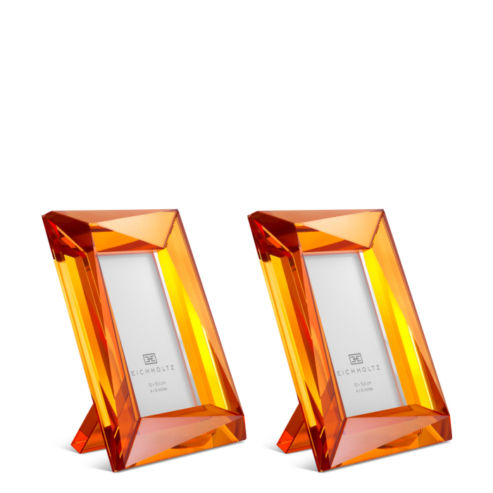 Ramă foto, Obliquity S, set de 2, sticlă de cristal portocalie  [1]