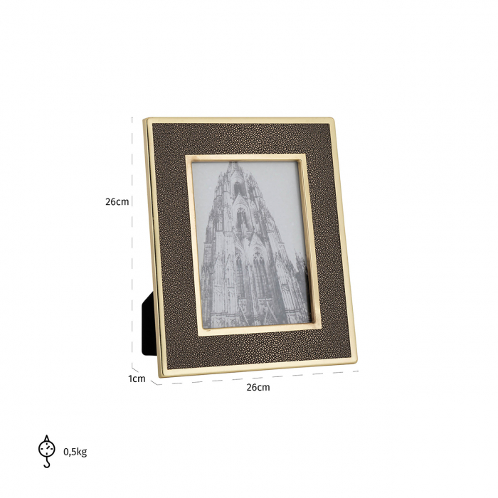 Rama foto Parley, MDF/Otel inoxidabil/Sticla, Auriu/Maro, 26x26x1 cm [2]
