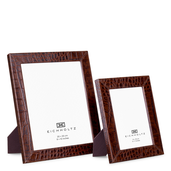 Rama foto Scaleo croco gofrata piele maro antica set de 2 [1]