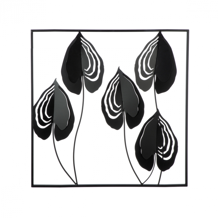 Relief de perete, Dubia, Motiv frunze, Metal, negru, PU 2, L. 1,5 cm, L. 55 cm, H. 55 cm [2]