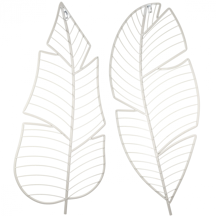 Relief de perete, Frunză, Metal, gri deschis, PU 4, 2 asortate, L. 1 cm, L. 33 cm, H 79 cm [1]