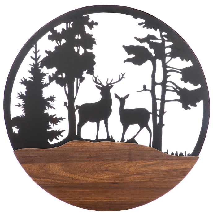 Relief de perete, rotund, „Hirsche im Wald”, Motiv cerb, Metal, maro, PU 2, L. 2 cm, D. 60 cm [2]