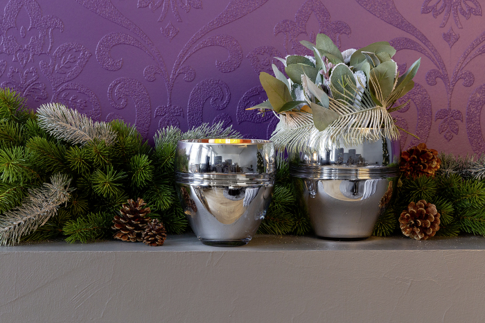 RILA, Suport de tea lights, Vaza, Sticla, argintiu, H.16cm,D.16cm