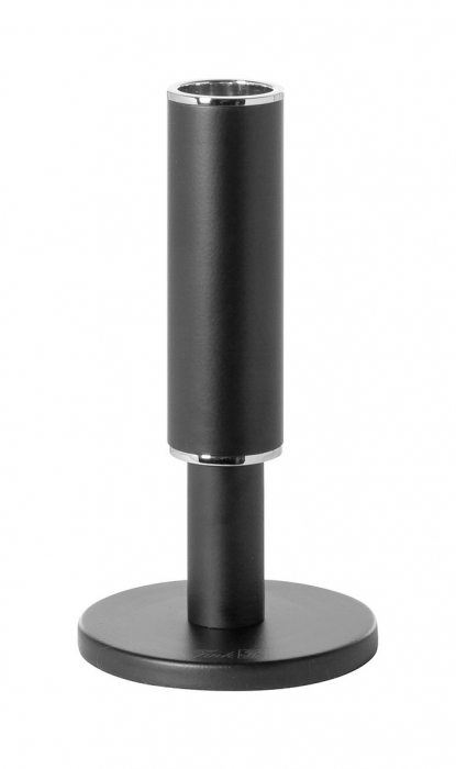 RITMO, Suport lumanare, vopsit cu pulbere neagra, nichel, h. 17,7 cm