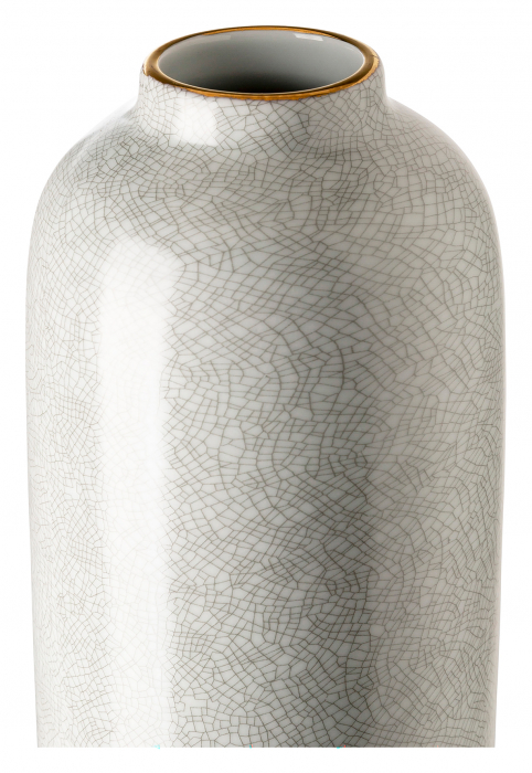 ROY, Vază, porțelan, gri deschis, margine aurie, h. 30 cm, d. 11 cm [2]