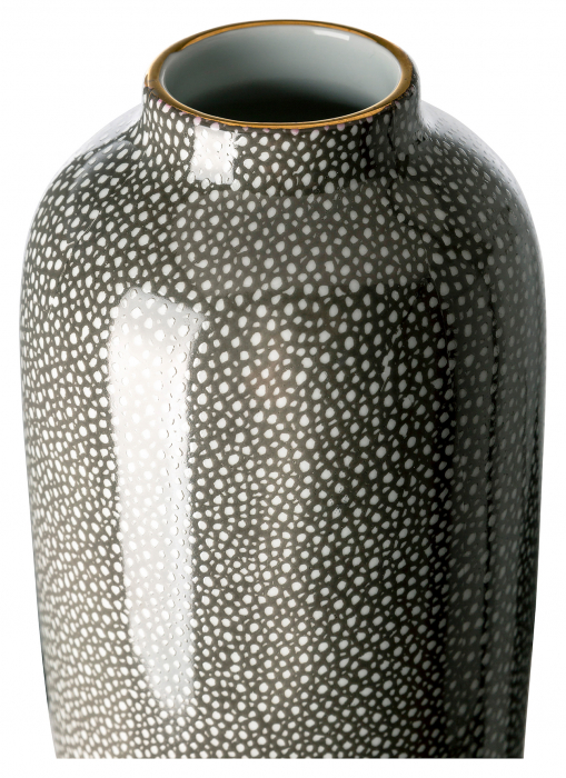 ROY, Vază, porțelan, gri, margine aurie, h.30 cm, d.11 cm [2]