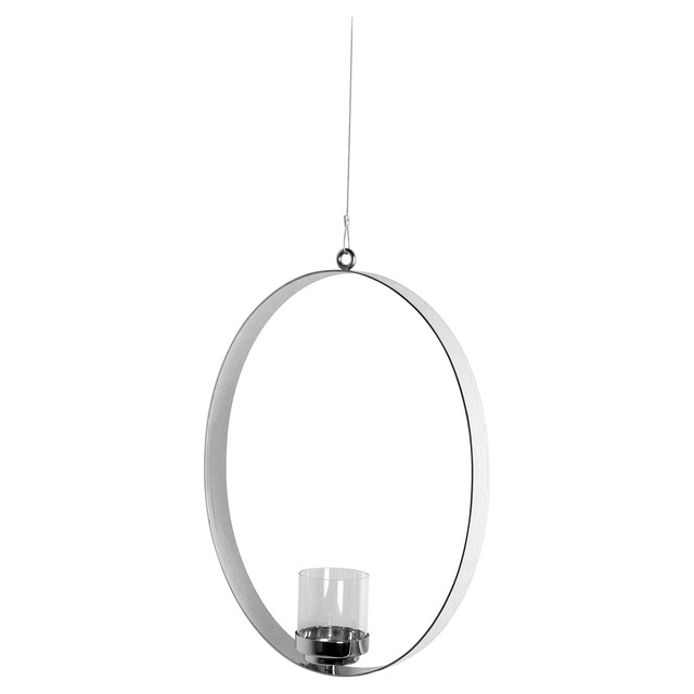 SABINA suport lumanare include sticla, suspendat, placata cu nichel 35x4x46 cm