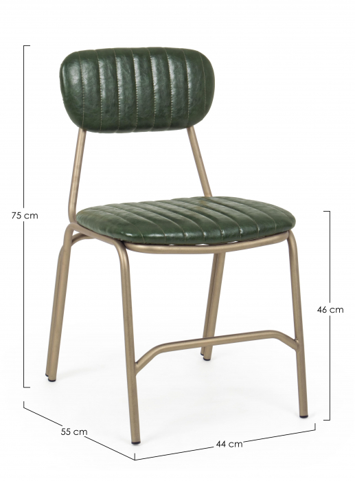 Scaun Addy, Otel/Piele sintetica, Auriu/Verde, 44x55x75 cm [6]