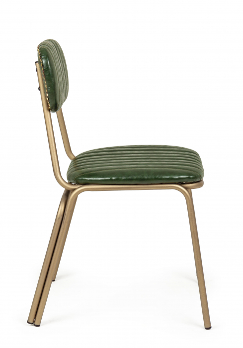 Scaun Addy, Otel/Piele sintetica, Auriu/Verde, 44x55x75 cm [3]